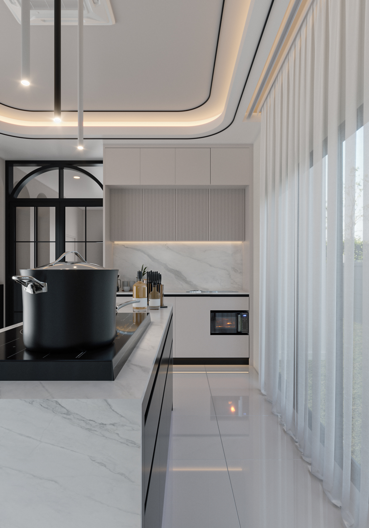 ห้องนั่งเล่นสไตล์ลอฟต์ผสมโมเดิร์น